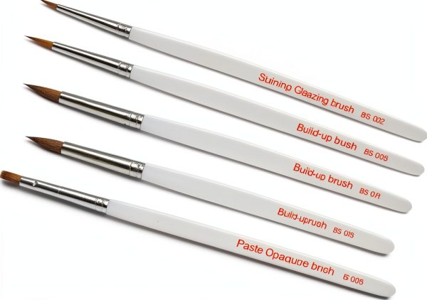 Porcelain Natural K Ceramist Brushes Stick 5 Piece Set Kolinsky - Used in Dental Lab - Arts & Crafts-1