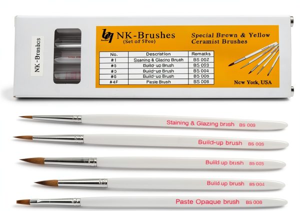 Porcelain Natural K Ceramist Brushes Stick 5 Piece Set Kolinsky - Used in Dental Lab - Arts & Crafts-0