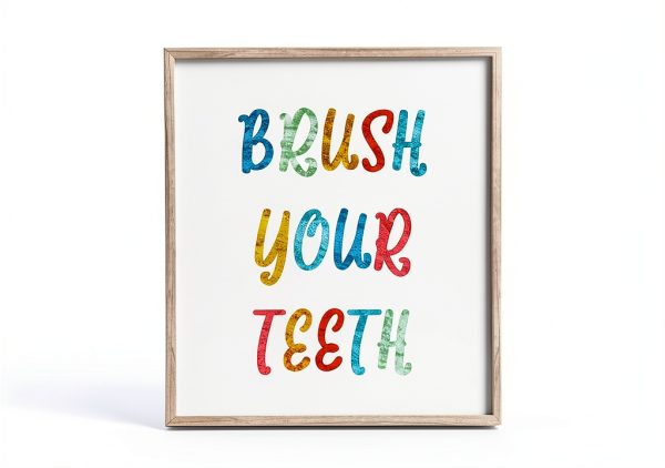 Stupell Industries Brush Your Teeth Dental Hygiene Kids Typography-0