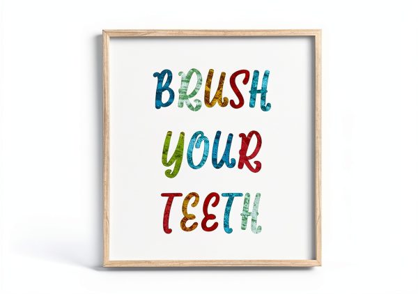 Stupell Industries Brush Your Teeth Dental Hygiene Kids Typography-6