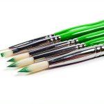Porcelain Brush Pen Dental Brushes Set ACMEDENT 5-Piece Green Enamel-0